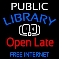 Public Library Open Late Free Internet Neonreclame