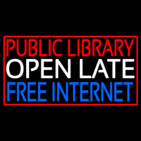 Public Library Open Late Free Internet Neonreclame