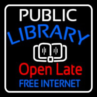 Public Library Open Late Free Internet Neonreclame