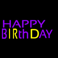 Purple And Yellow Happy Birthday Neonreclame
