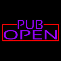 Purple Pub Open With Red Border Neonreclame