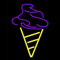 Purple Yellow Ice Cream Cone Neonreclame