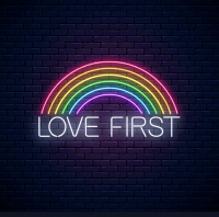 Rainbow love first Neonreclame