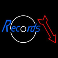 Records In Cursive With Arrow Neonreclame