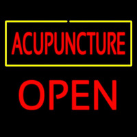 Red Acupuncture Yellow Border Block Open Neonreclame