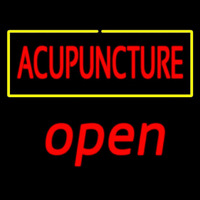 Red Acupuncture Yellow Border Open Neonreclame