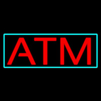 Red Atm With Light Blue Border Neonreclame