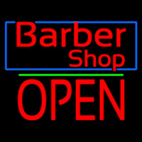 Red Barber Shop Blue Border Neonreclame