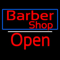 Red Barber Shop Open With Blue Border Neonreclame