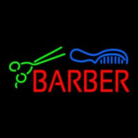 Red Barber With Comb And Scissor Neonreclame