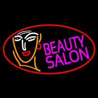 Red Beauty Salon With Girl Neonreclame