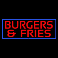 Red Burgers And Fries With Blue Border Neonreclame