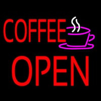 Red Coffee Open Block Logo Neonreclame