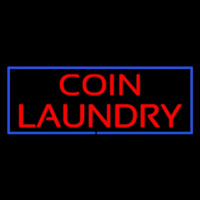 Red Coin Laundry Blue Border Neonreclame