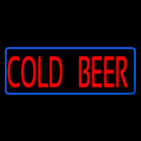 Red Cold Beer With Blue Border Neonreclame