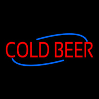 Red Cold Beer With Blue Border With Blue Line Neonreclame