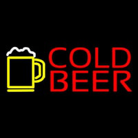 Red Cold Beer With Yellow Mug Neonreclame