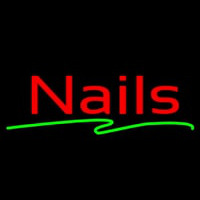 Red Cursive Nails Neonreclame