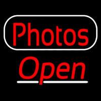 Red Cursive Photos With Open 3 Neonreclame