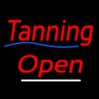 Red Cursive Tanning Open Neonreclame