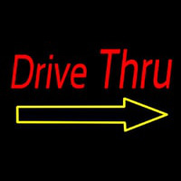 Red Double Stroke Drive Thru With Yellow Arrow Neonreclame