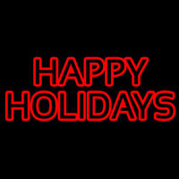 Red Double Stroke Happy Holidays Neonreclame