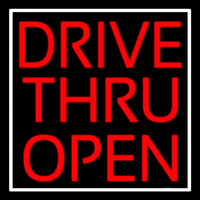 Red Drive Thru Open Neonreclame