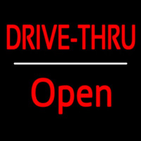 Red Drive Thru Open White Line Neonreclame