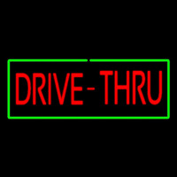Red Drive Thru With Green Border Neonreclame