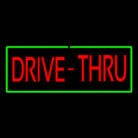 Red Drive Thru With Green Border Neonreclame