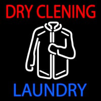 Red Dry Cleaning With Shirt Logo Neonreclame