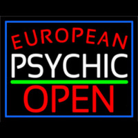 Red European White Psychic Red Open Green Line Neonreclame