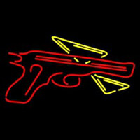 Red Gun With Pizza Neonreclame