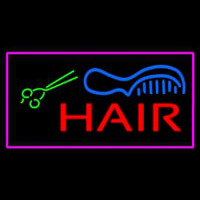 Red Hair With Comb And Scissor Pink Border Neonreclame