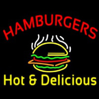 Red Hamburgers Hot And Delicious Neonreclame