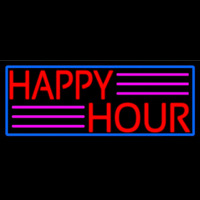 Red Happy Hour With Blue Border Neonreclame