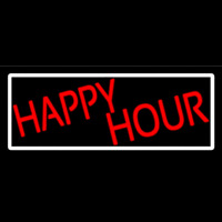Red Happy Hour With White Border Neonreclame