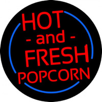 Red Hot And Fresh Popcorn With Border Neonreclame