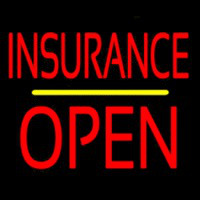 Red Insurance Block Open Yellow Line Neonreclame