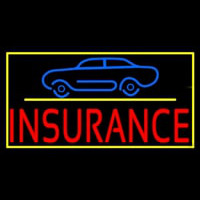 Red Insurance Car Logo With Yellow Border Neonreclame