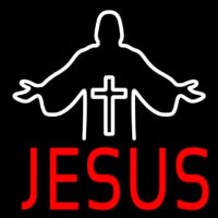 Red Jesus Christian Cross Neonreclame