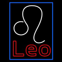 Red Leo Zodiac Blue Border Neonreclame