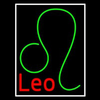 Red Leo Zodiac White Border Neonreclame