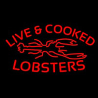 Red Live And Cooked Lobsters Seafood Neonreclame