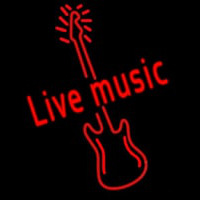 Red Live Music Guitar Neonreclame