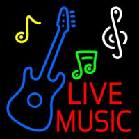 Red Live Music With Guitar Note 2 Neonreclame