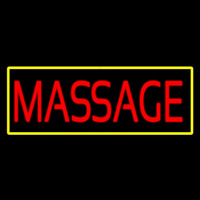 Red Massage Yellow Border Neonreclame