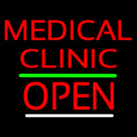 Red Medical Clinic Open Green White Line Neonreclame