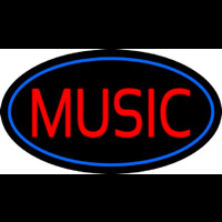 Red Music Blue Oval Neonreclame