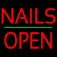 Red Nails Block Open Green Line Neonreclame